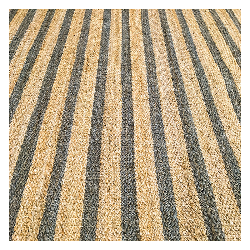 Hemp HandWoven Rug _ Stripe: Grey