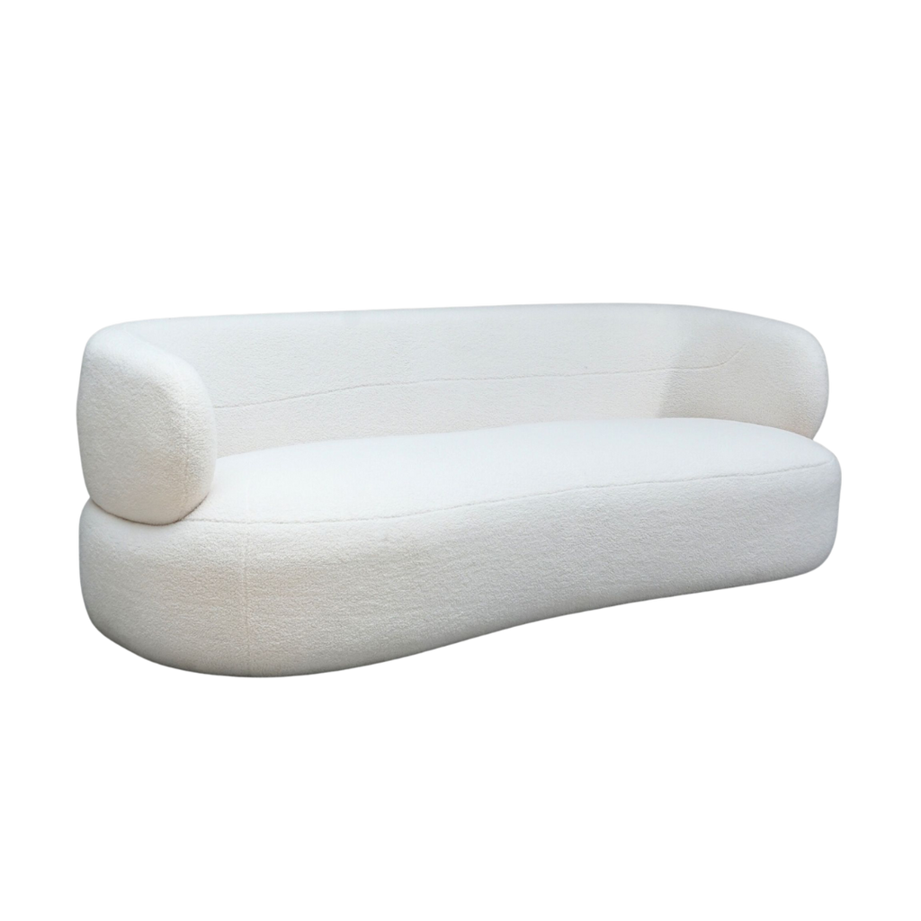 Faye Three Seater Bouclé Sofa - White