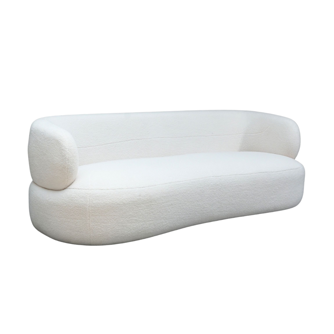 Faye Three Seater Bouclé Sofa - White