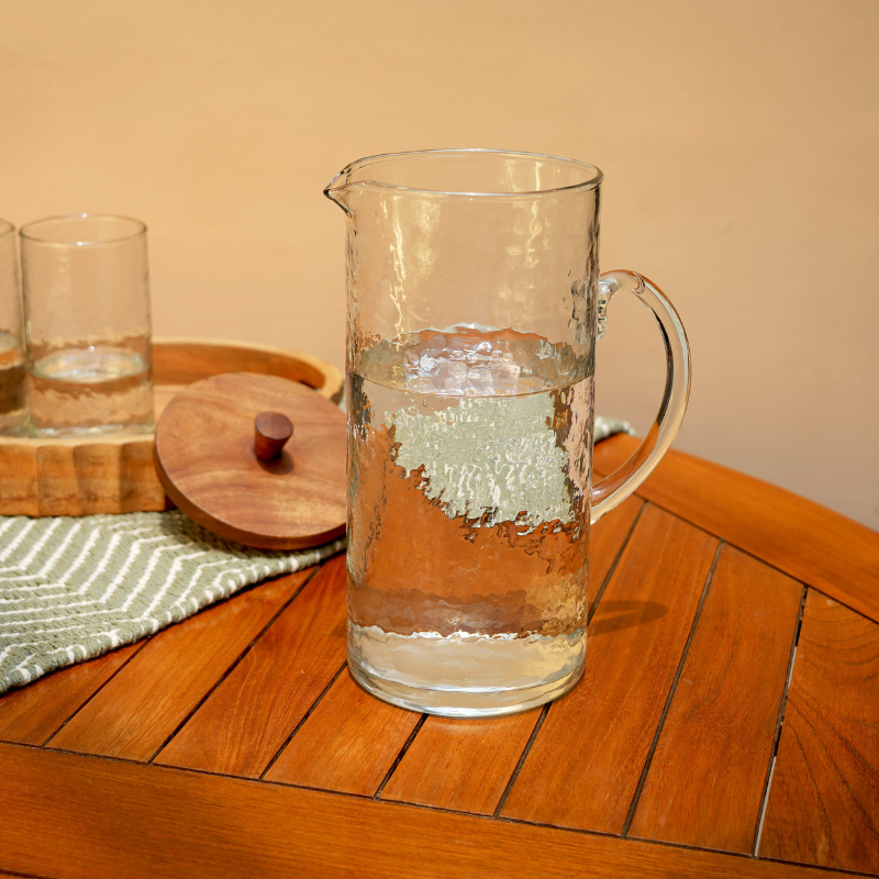 Hammered Glass Jug with Lid