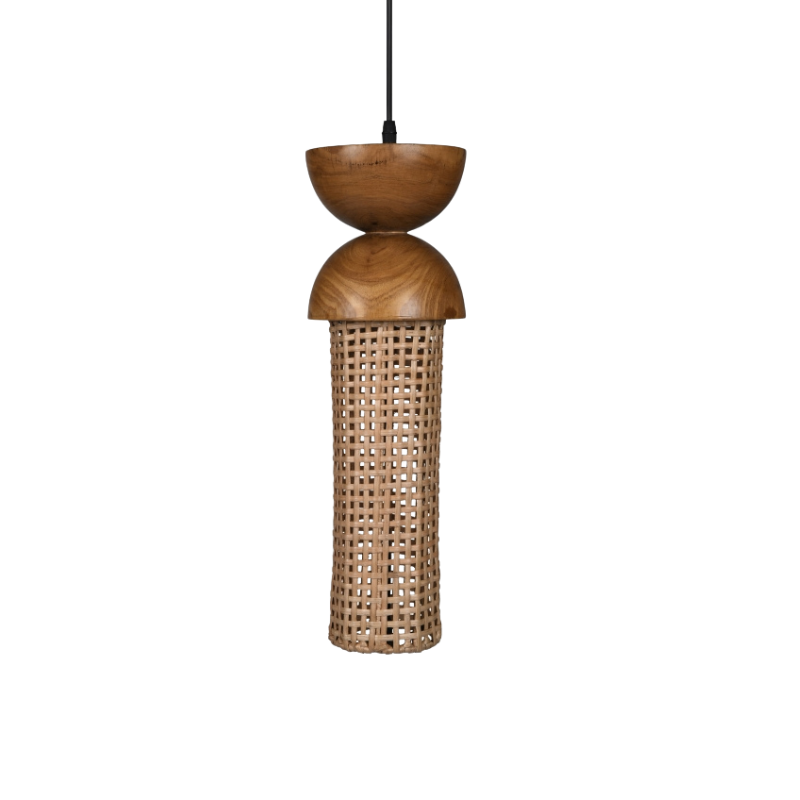 Mopong Teak Cane Pendant Lamp