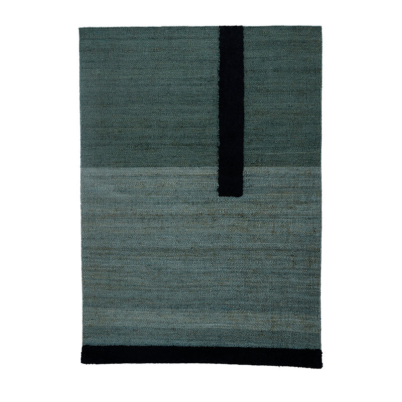 Hemp & Wool Hand knotted Carpet_Linear Grey