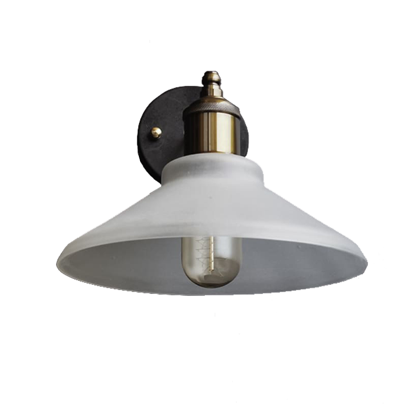 Nordic Conical Glass Wall Sconce Frosted Shade