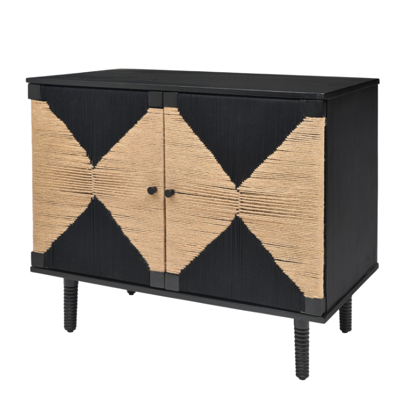 Rush Weave Black Colour Storage Cabinet