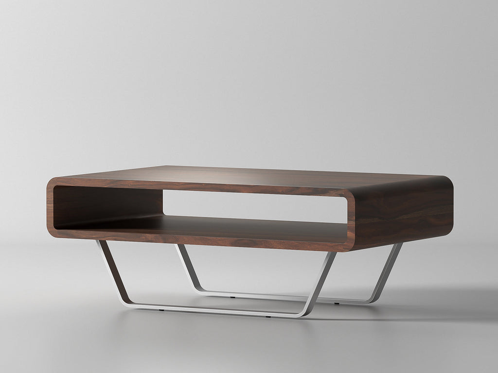 Coffee table, solid sheesham wood and steel