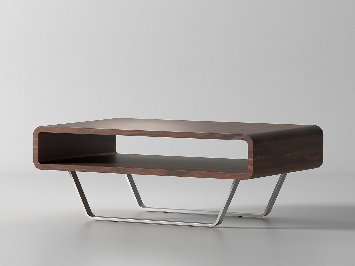 Coffee table, solid sheesham wood and steel