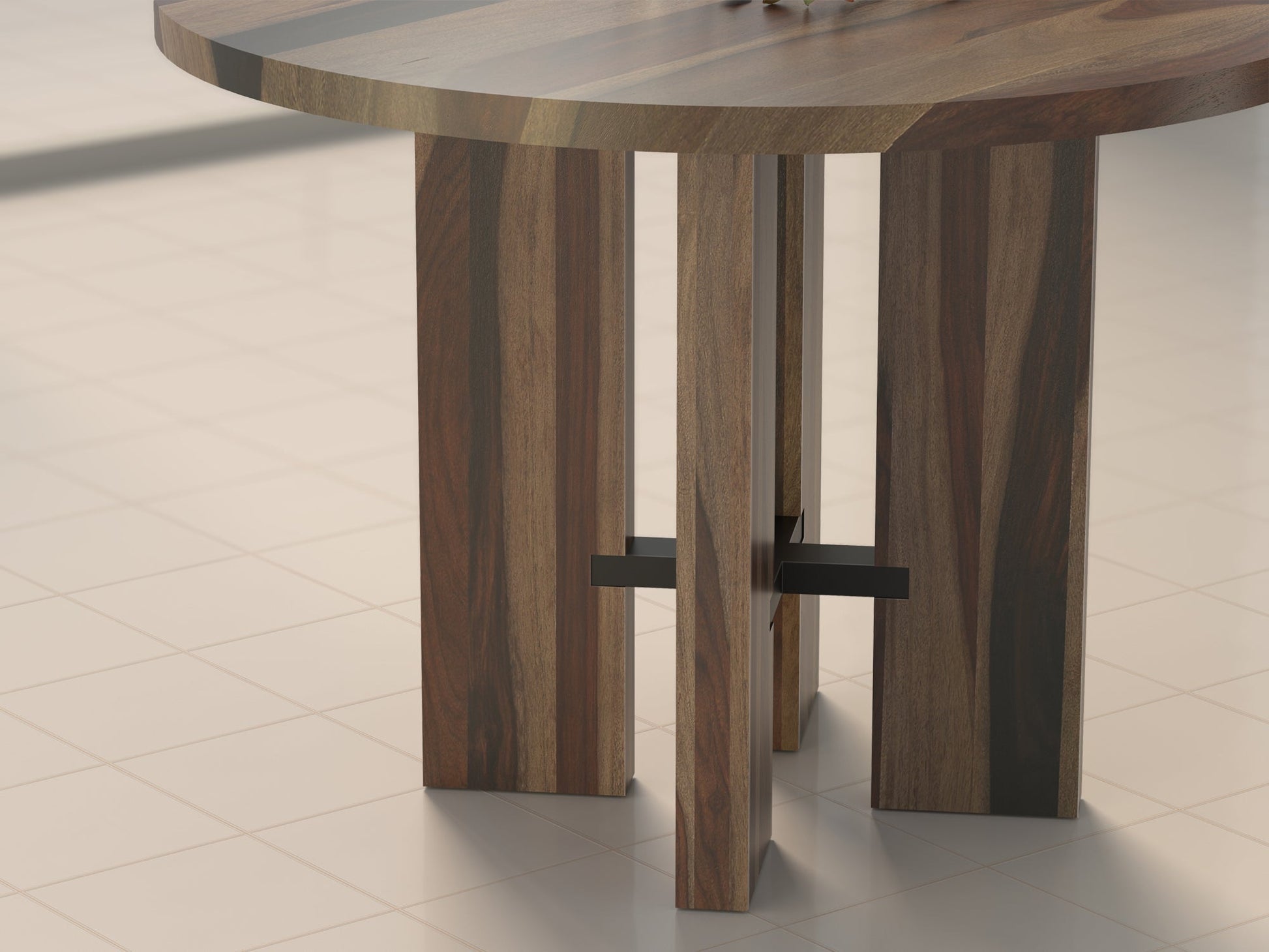 4 Seater dining table, solid sheesham wood and steel