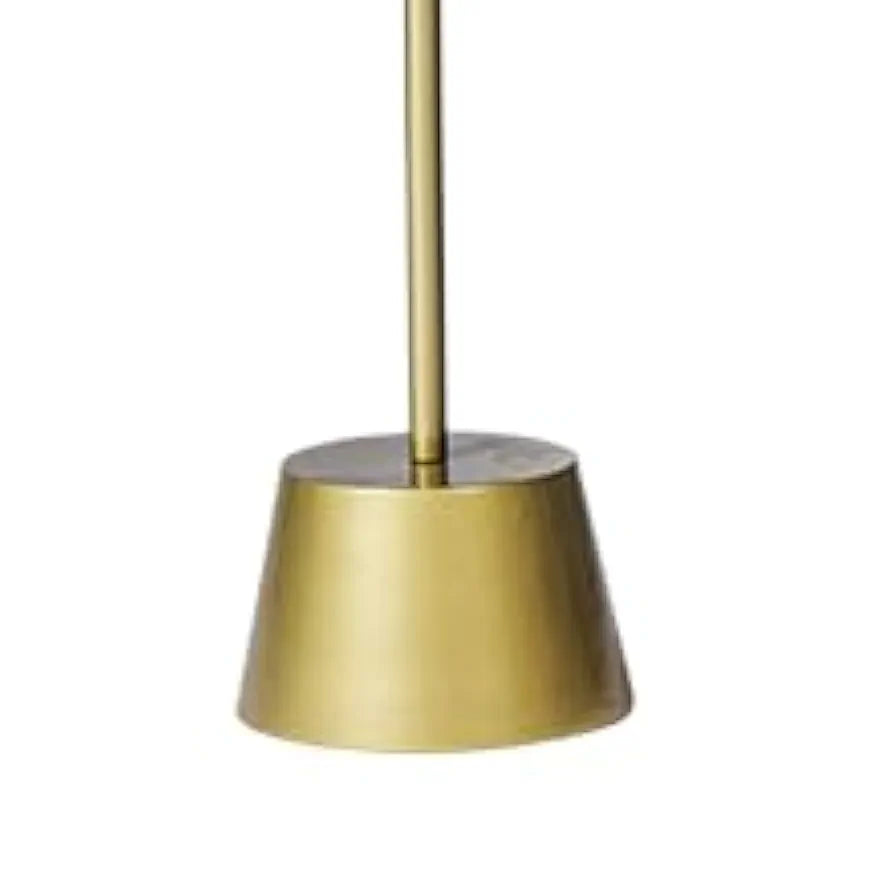 Home Tag Iron Marble End Table - Minimalist White Top Table with Golden Pedestal Base, Crisp White Circular Top, Sleek Golden Base, Modern Minimalist Design, and Durable Easy-to-Clean Materials