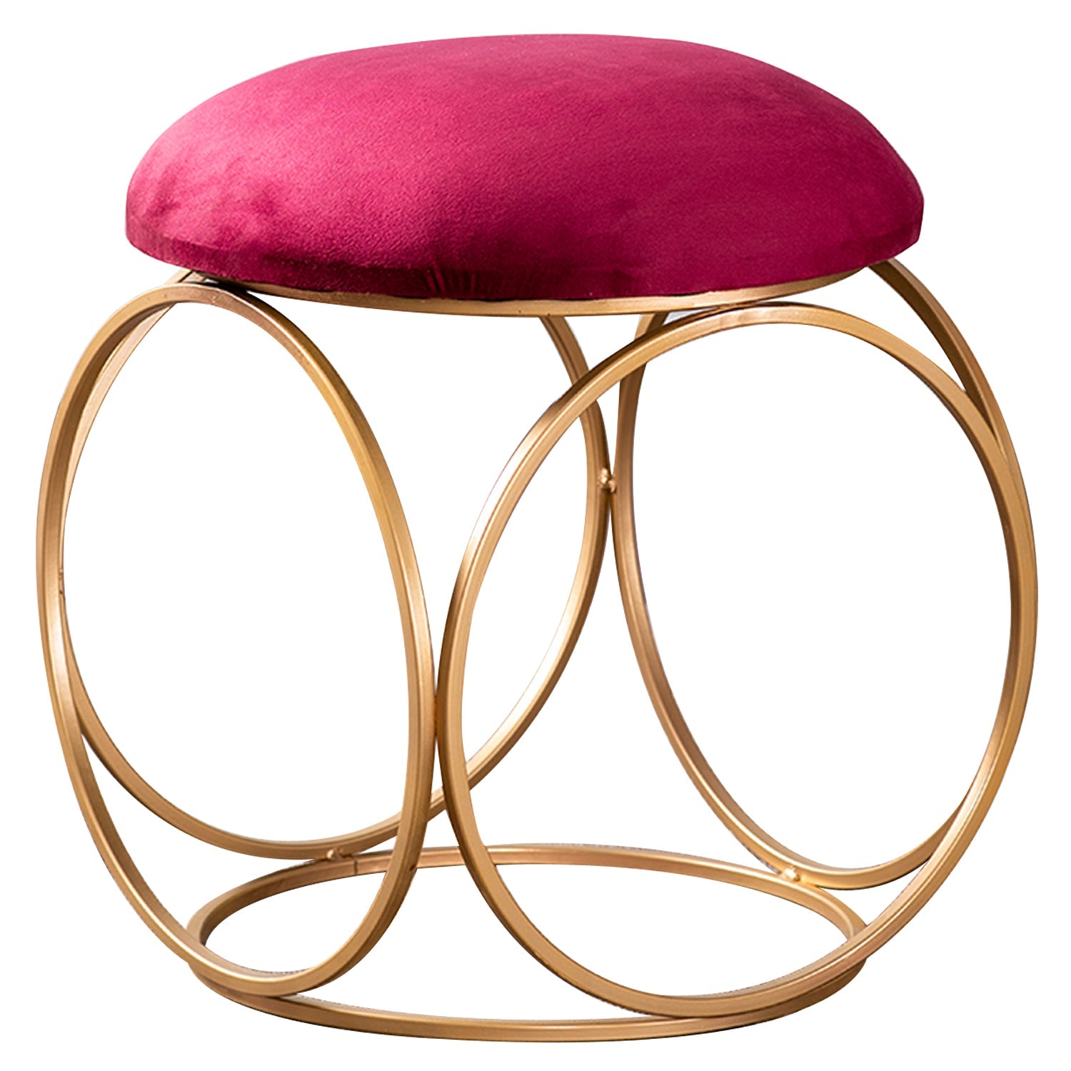 Lush Velvet Ring Metallic Stool in Maroon Color Set of 2