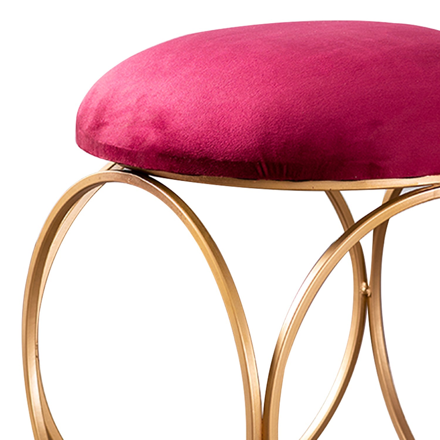 Lush Velvet Ring Metallic Stool in Maroon Color