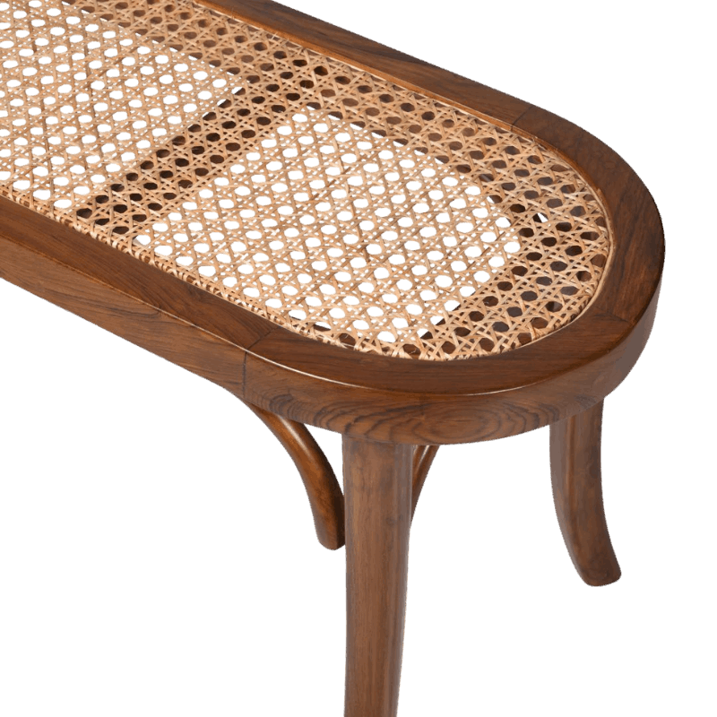 Asolo Teakwood Rattan Bench Teak Wood