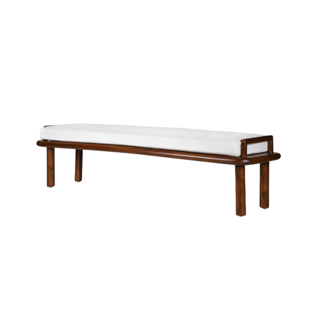 Asiago Teak Wood Upholstered Bench