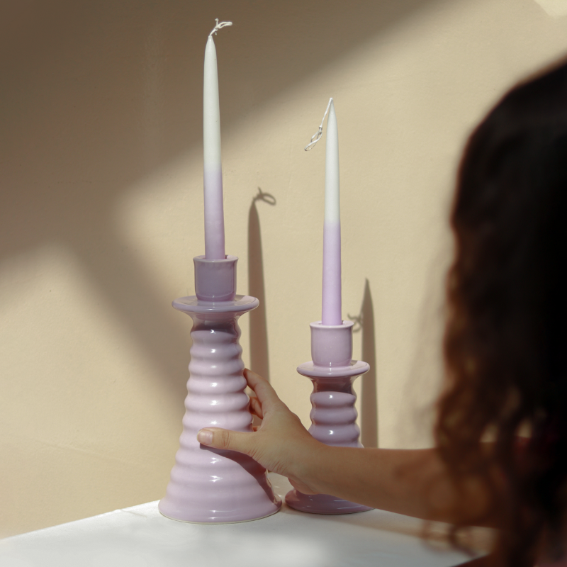 Ceramic Coil Candle Holder-Lilac