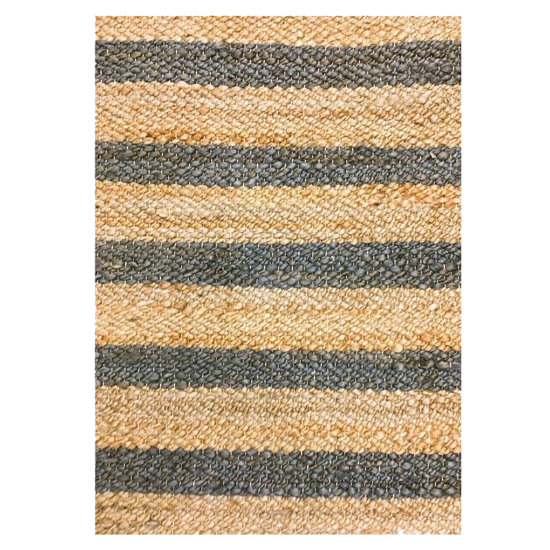 Hemp HandWoven Rug _ Stripe: Grey