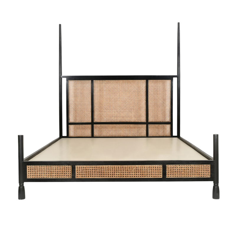 Noirra Cane Teak Wood Poster Bed