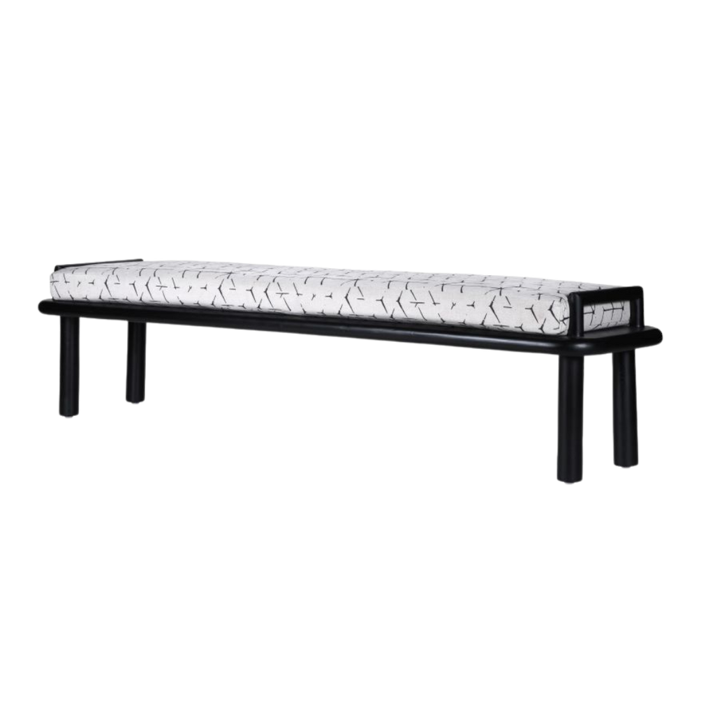 Asiago Teak Wood Upholstered Bench