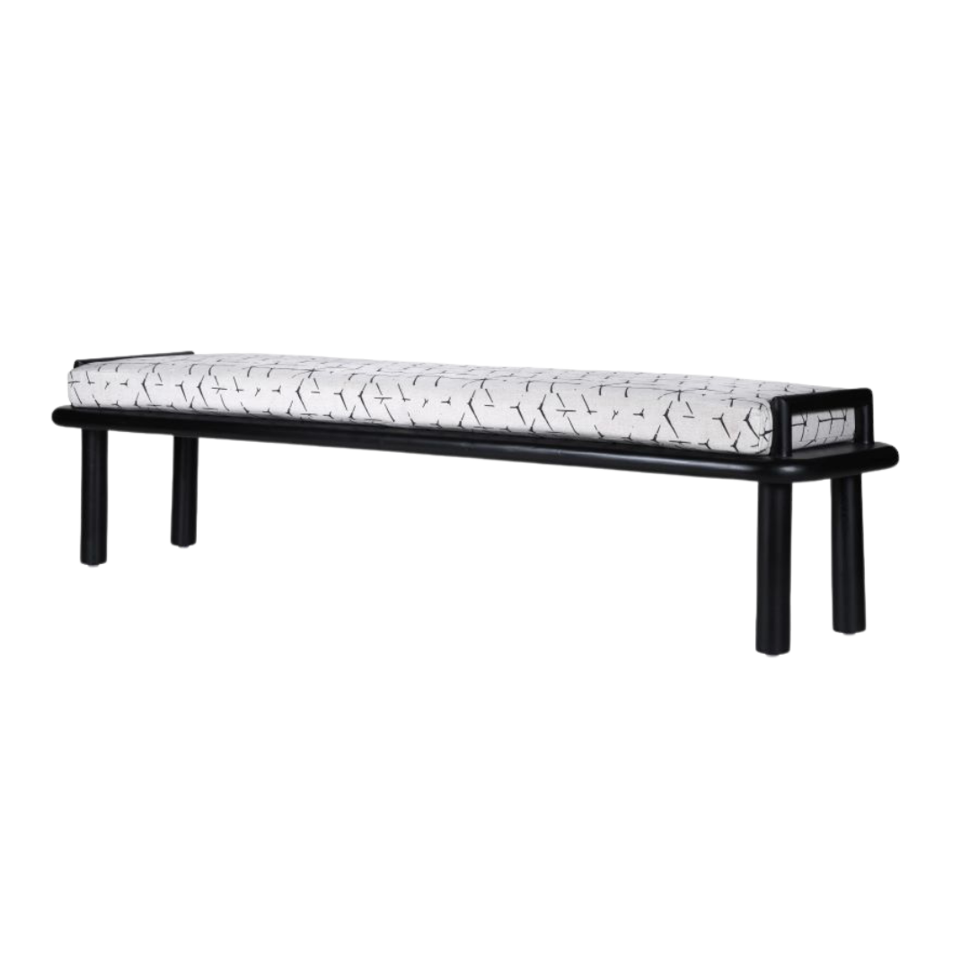 Asiago Teak Wood Upholstered Bench