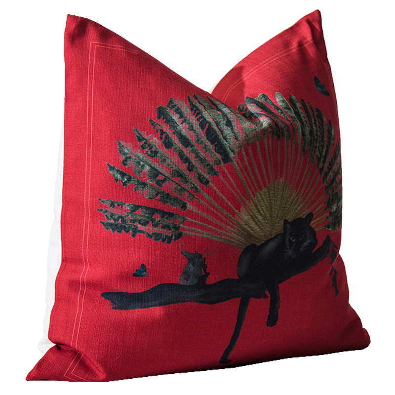 Crimson Palm Jaguar Print