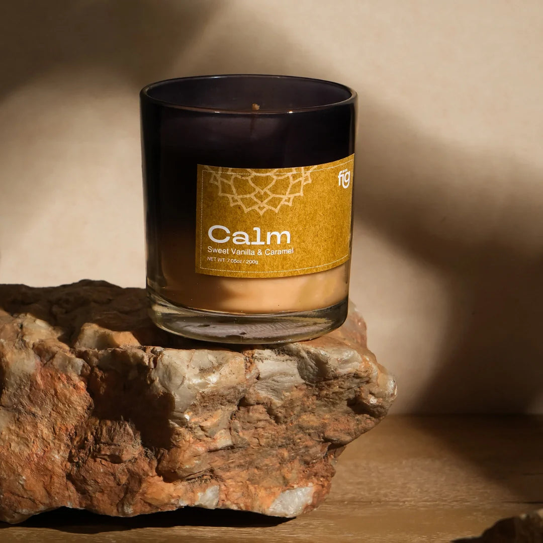 Calm Vanilla & Caramel Vegan Wax Candle - Palm Wax Scented
