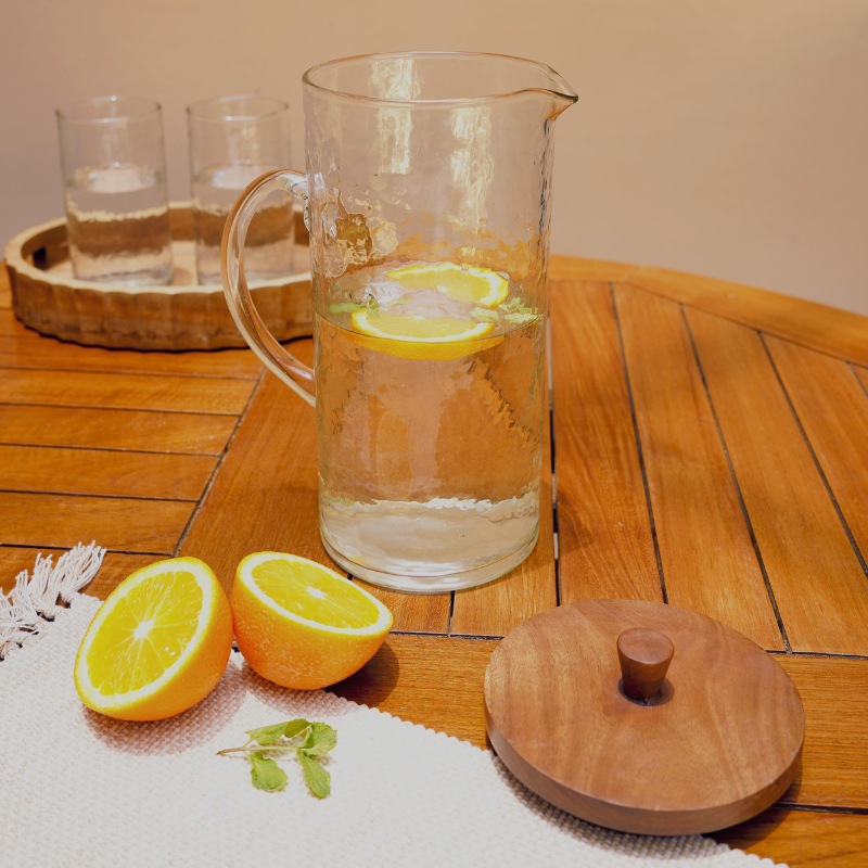Hammered Glass Jug with Lid