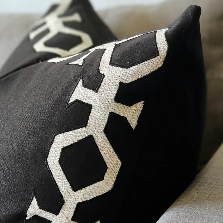 Africana Border – Black and white cushion