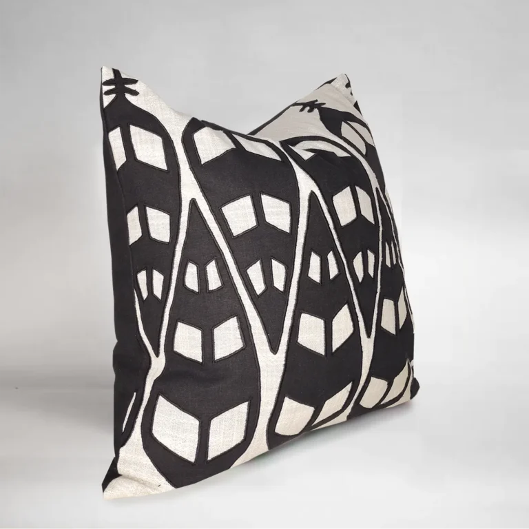 Africana Tribe applique – Black and white cushion