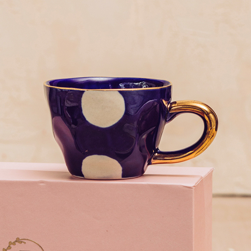 Ceramic Cup with Gold Handle