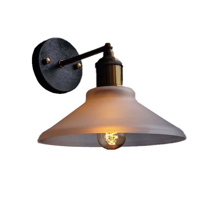 Nordic Conical Glass Wall Sconce Frosted Shade