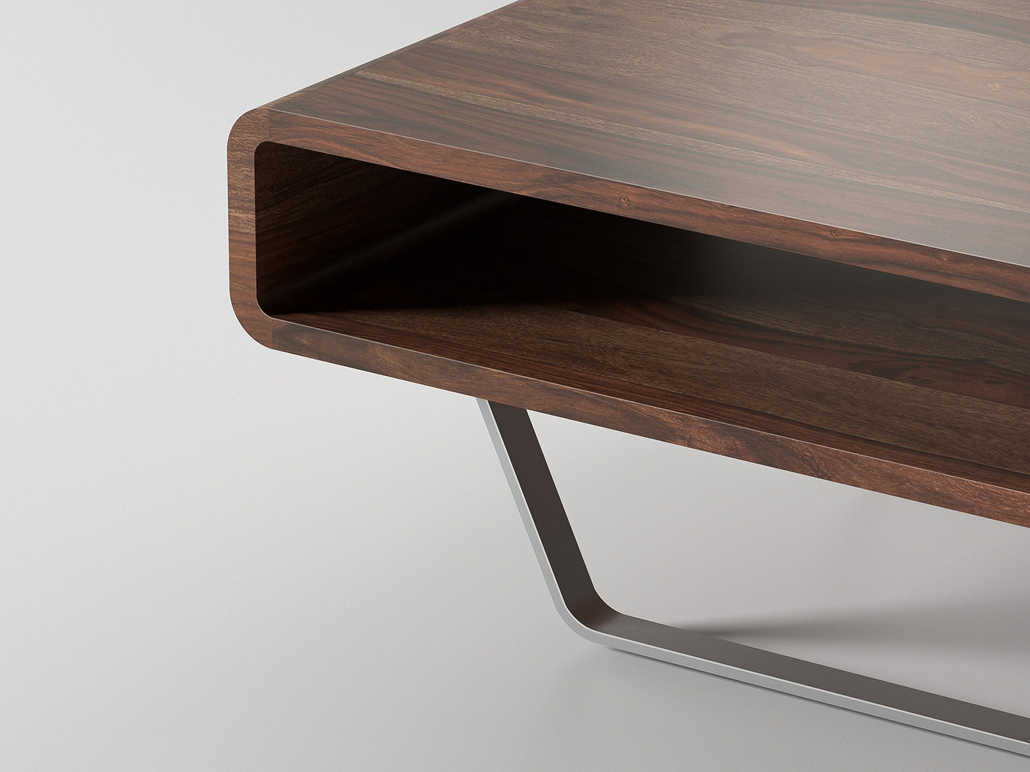 Coffee table, solid sheesham wood and steel