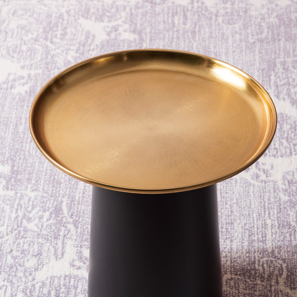 Lustrous Linea Iron-Crafted Side Table With Gold Finish Top | Nestroots