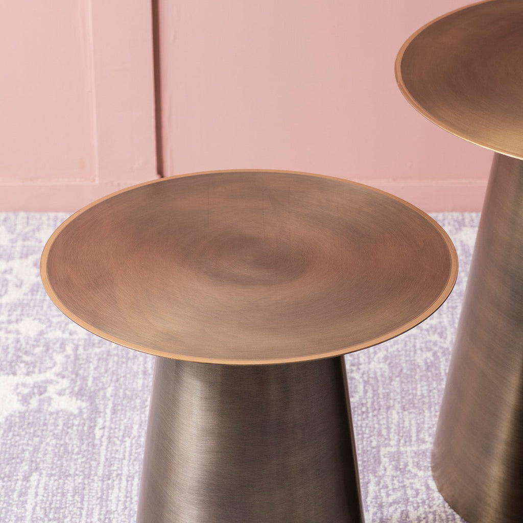 Gilded Grandeur Geometric Gold Accent Metallic Side Table Set of 2 | Nestroots