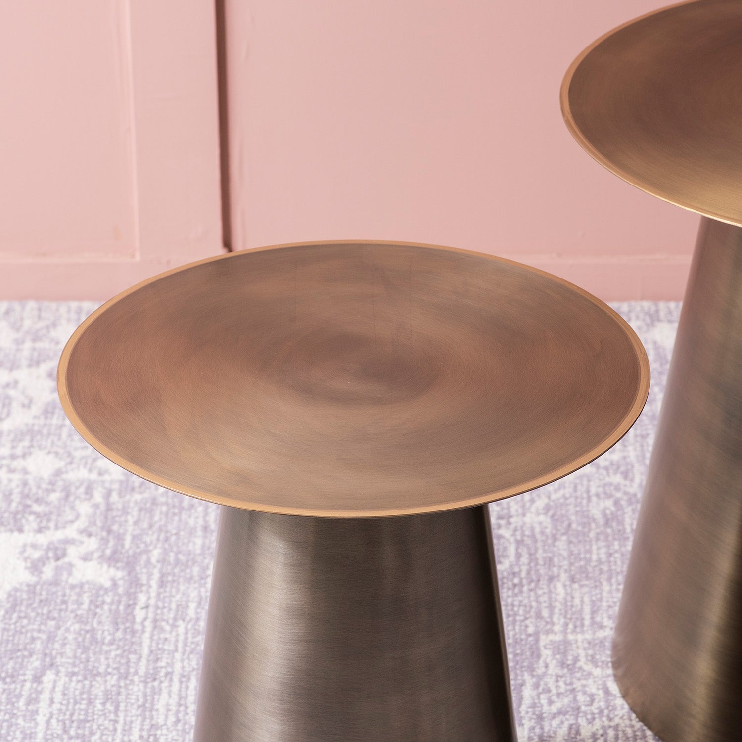 Gilded Grandeur Geometric Gold Accent Metallic Side Table Set of 2 | Nestroots