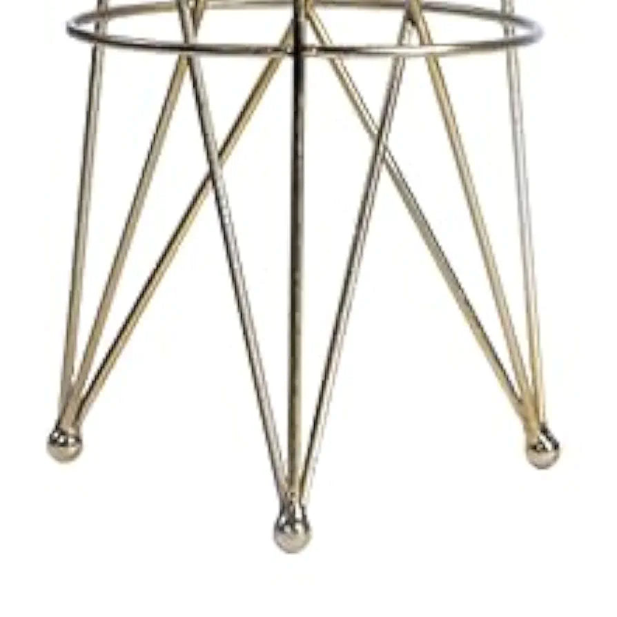 Home Tag Iron Marble End Table - Geometric Gold Base Marble Top Table with Refined White Marble Surface, Artistic Gold Base, Versatile Style, and Effortless Elegance by Home Tag Decors
