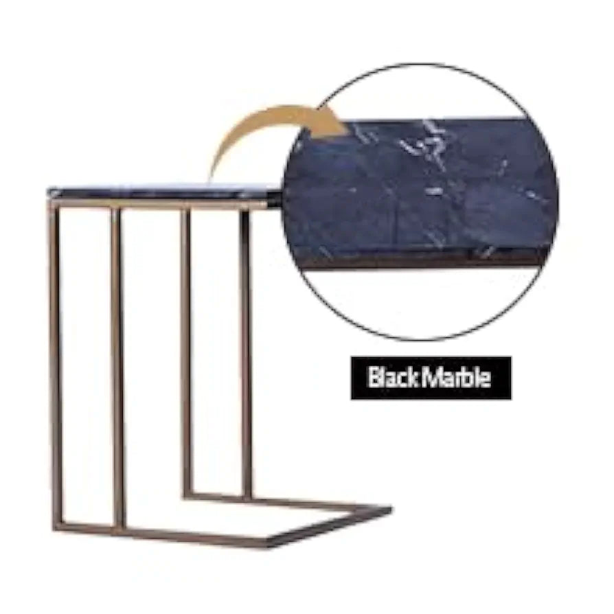 Home Tag Iron Marble End Table - Modern Marble Side Table with Sophisticated Black Marble Top, Durable Golden Metal Frame, Minimalist Design, and Easy to Clean Surface by Home Tag Decors
