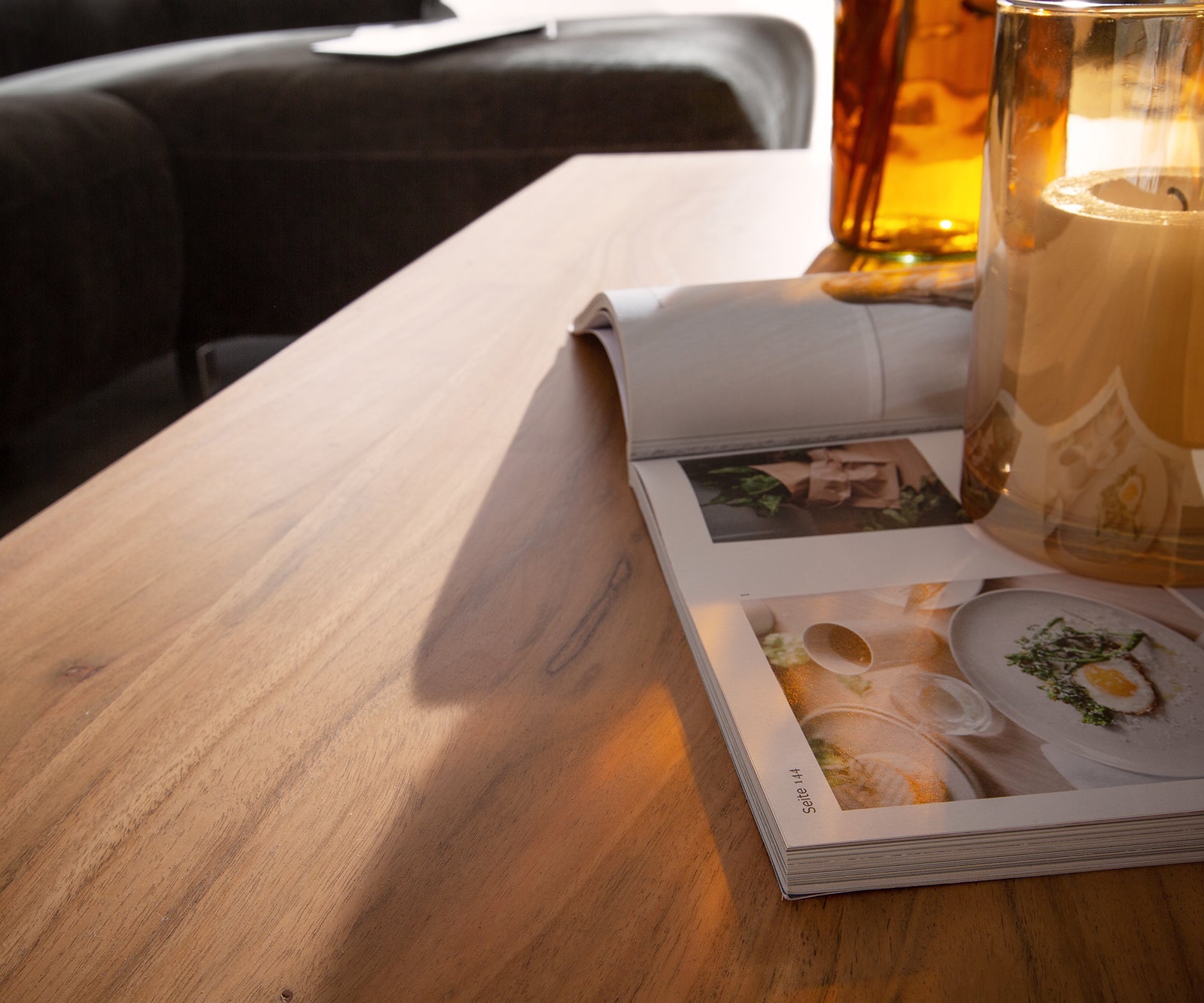 Coffee table, solid acacia wood and steel, 1 drawer