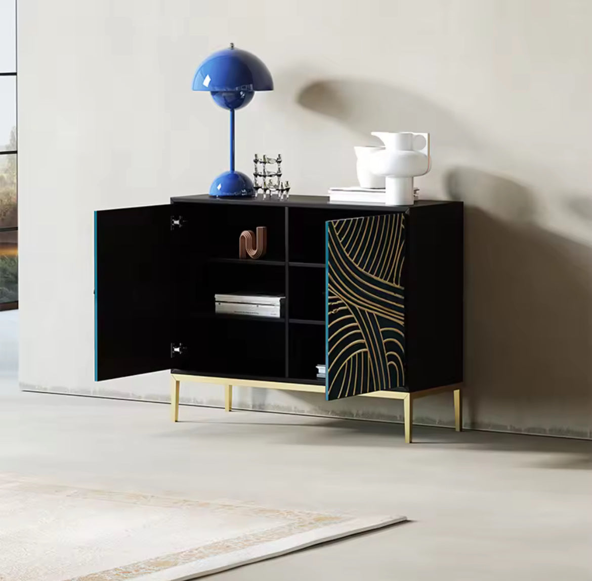 Elegant Golden Patterned SideBoard