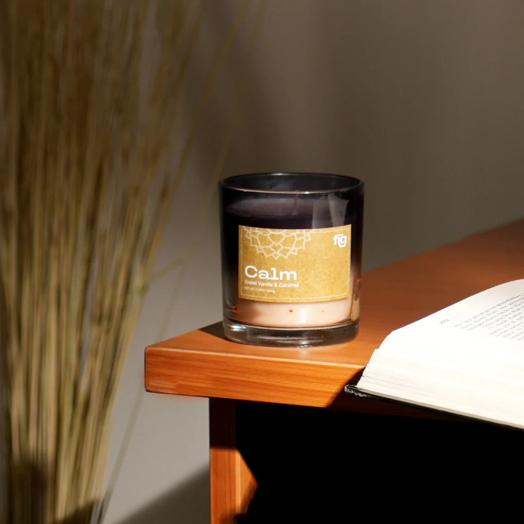 Calm Vanilla & Caramel Vegan Wax Candle - Palm Wax Scented