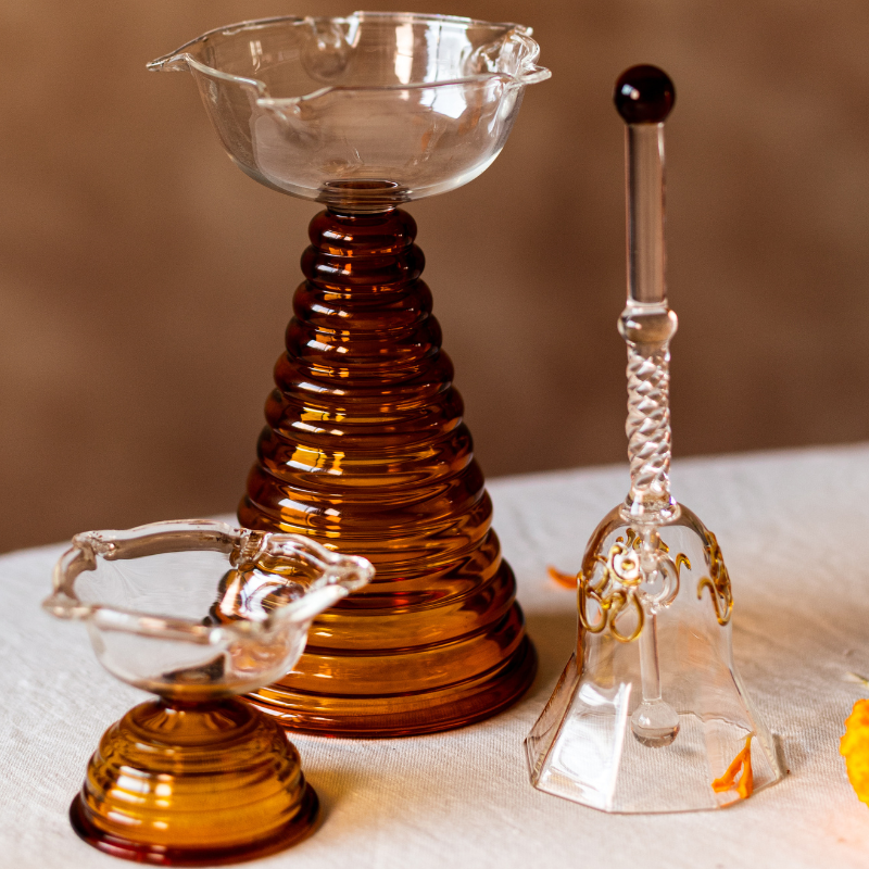 Glass Puja Set