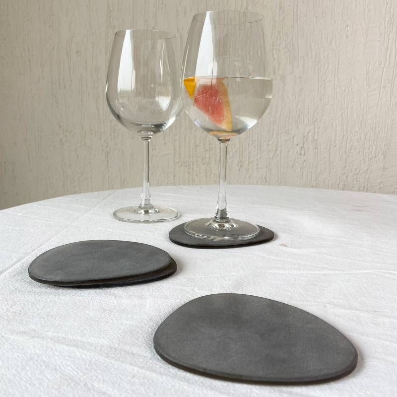 Brown Frosted Glass Coasters Set of 4