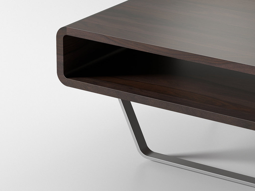 Coffee table, solid sheesham wood and steel