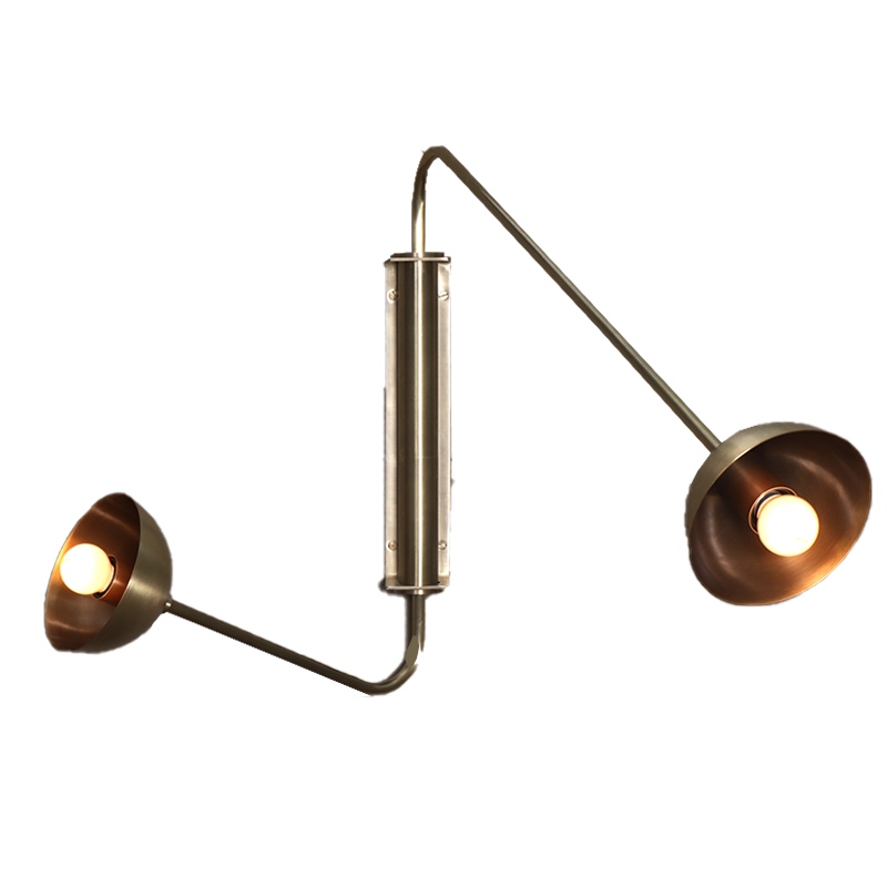 Float Two Arm Wall Sconce Brass Dome