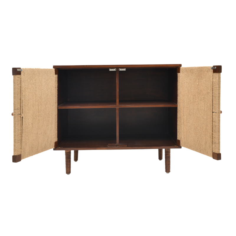 Rush Weave Teak Colour Storage Cabinet