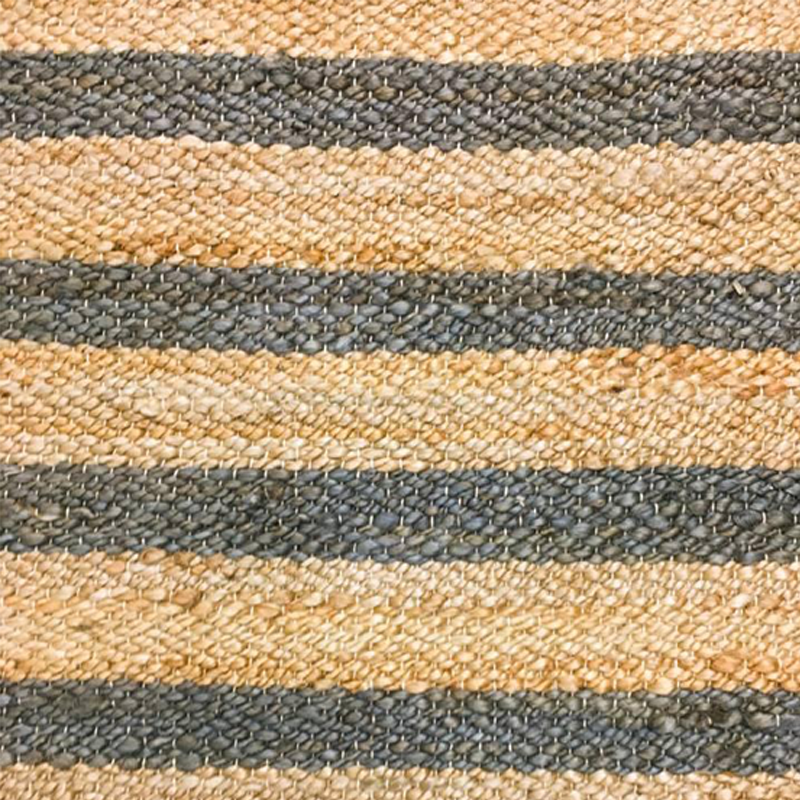 Hemp HandWoven Rug _ Stripe: Grey