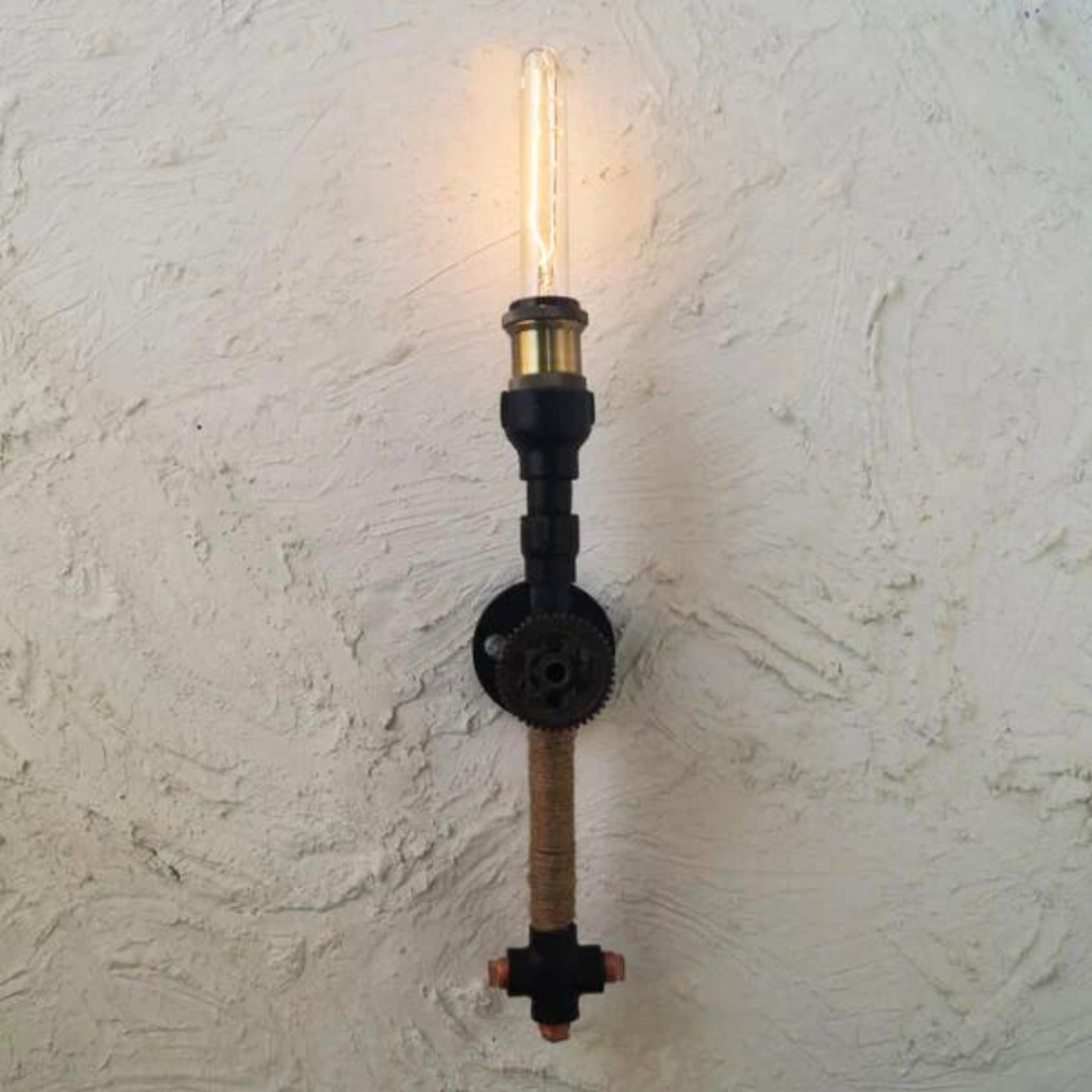 Gear Accent Industrial Rope Wall Lamp