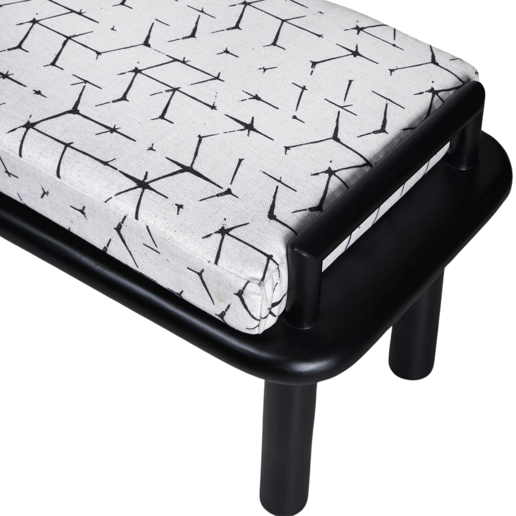 Asiago Teak Wood Upholstered Bench