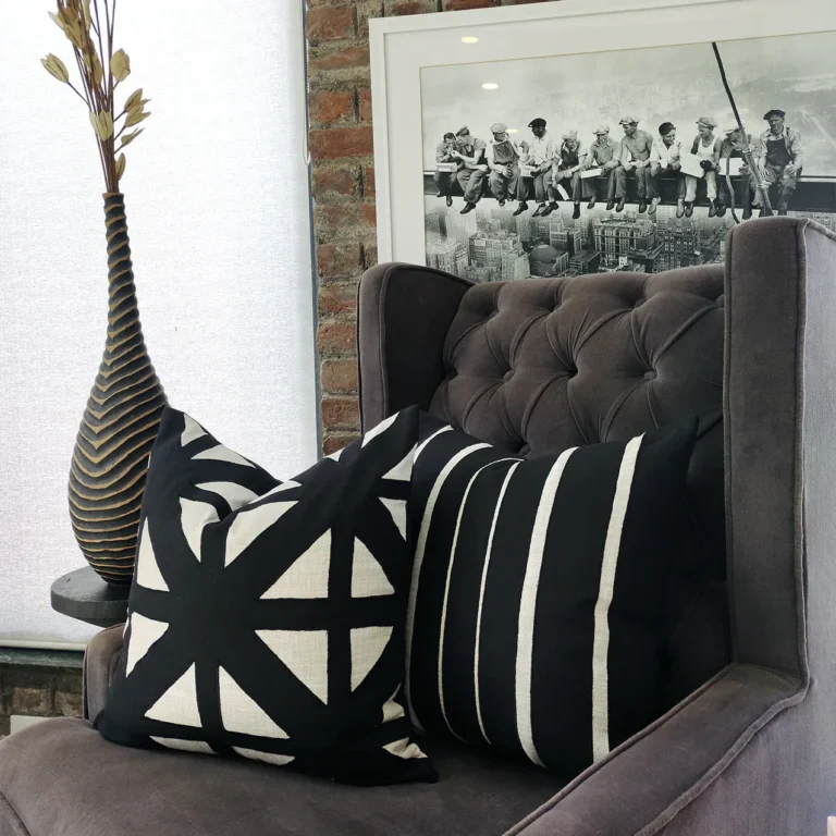 Azalea Applique – Black and white cushion