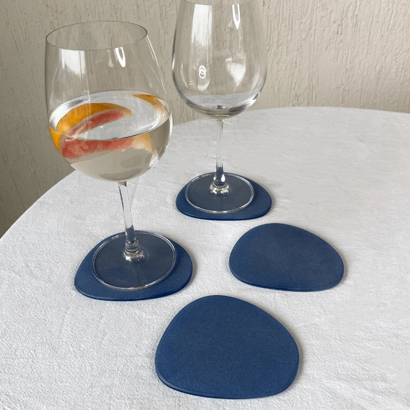 Blue Frosted Glass Coasters Set of 4