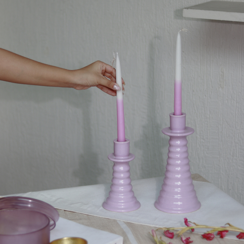 Ceramic Coil Candle Holder-Lilac