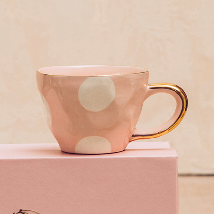 Ceramic Cup with Gold Handle