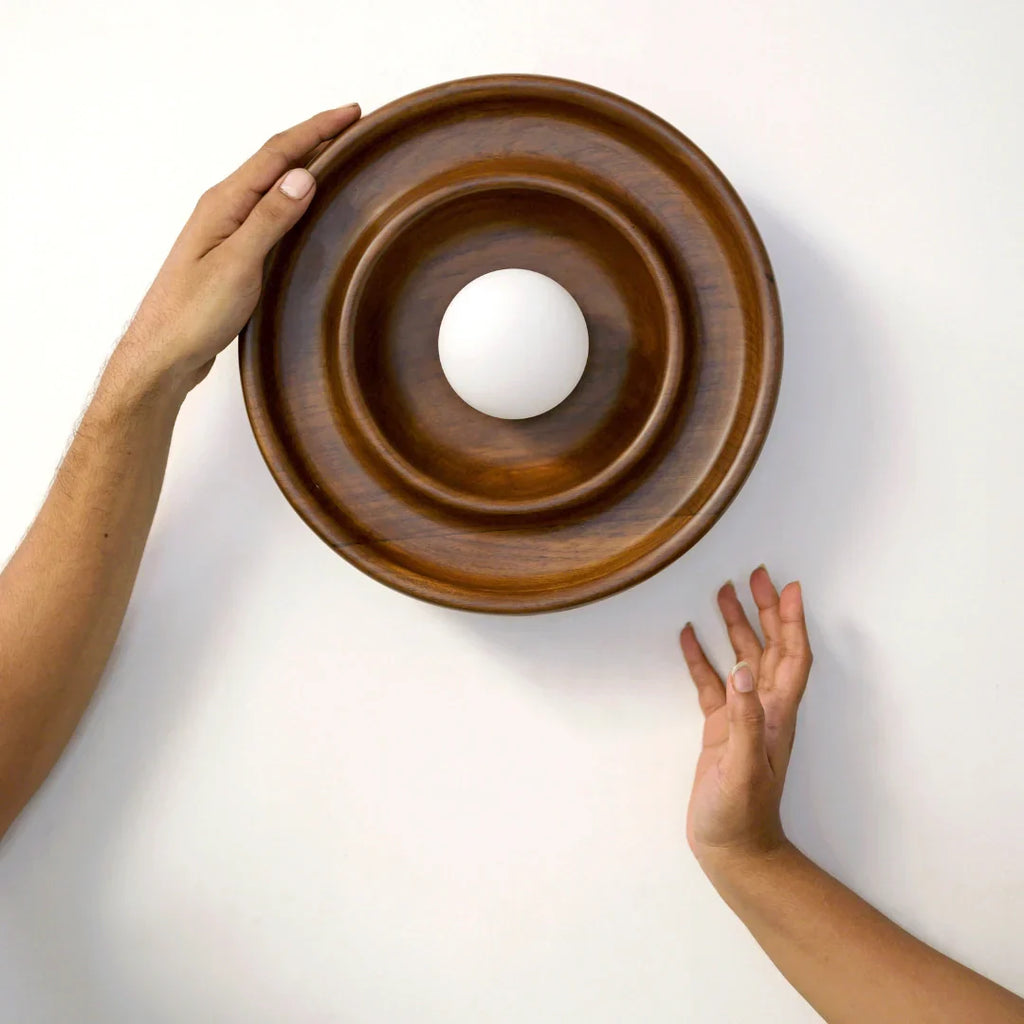 Discus Wall Light - Teak Wood